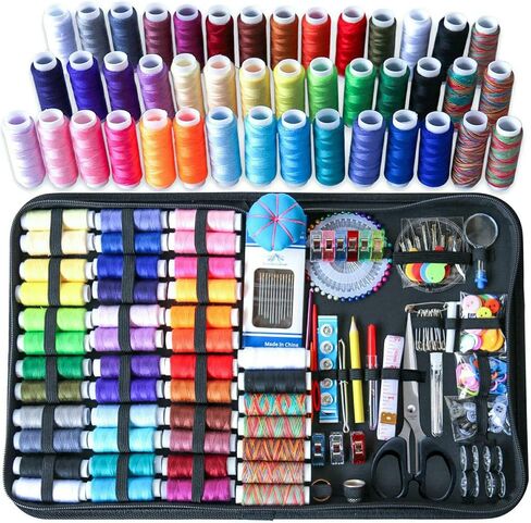 Sewing Kit, 338 Pcs Large Sewing Kit Basic Premium Sewing Supplies, 43 XL Thread Spools, Complete Needle and Thread Kit for Traveller, Adults, Kids, Beginner, Emergency Repairs, DIY and Home in Kuwait