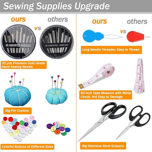 Sewing Kit, 338 Pcs Large Sewing Kit Basic Premium Sewing Supplies, 43 XL Thread Spools, Complete Needle and Thread Kit for Traveller, Adults, Kids, Beginner, Emergency Repairs, DIY and Home in Kuwait