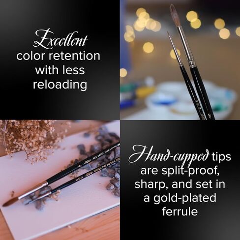 Silver Brush Limited 7500S4 Pure Kolinsky Round Brush for Watercolor and Oil, Size 4, Short Handle in Kuwait