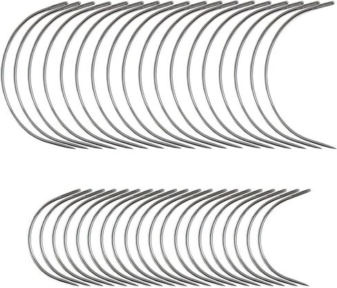 40 Curved Leather Needles for Hand Sewing for Leather Projects, Carpet or Canvas Repairing, Wig Making, Upholstery Weaving Needles for Craft Projects in Kuwait