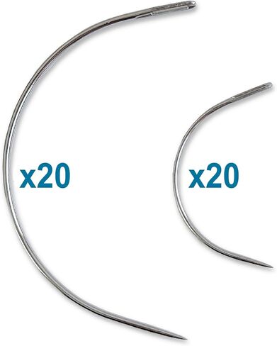 40 Curved Leather Needles for Hand Sewing for Leather Projects, Carpet or Canvas Repairing, Wig Making, Upholstery Weaving Needles for Craft Projects in Kuwait