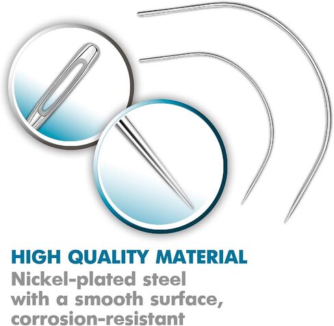 40 Curved Leather Needles for Hand Sewing for Leather Projects, Carpet or Canvas Repairing, Wig Making, Upholstery Weaving Needles for Craft Projects in Kuwait