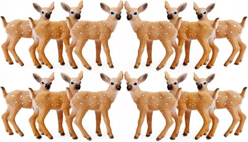 RESTCLOUD 12Pcs Deer Figurines Cake Toppers, Deer Toys Figure, Small Woodland Animals Set of 12 Fawn in Kuwait