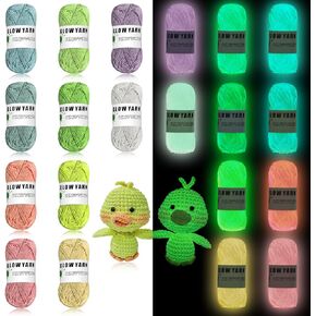 Glow in The Dark Yarn for Crochet, Yarn for Crocheting Bulk, 55 Yards Per Roll, DIY Luminous Crochet Yarn for Beginners, Knitting & Crochet Supplies for Halloween Christmas(Retro Colors 10 Roll) in Kuwait
