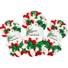 DDL&HEXI 3 Skeins of Loop Yarn Finger Knitting Yarn (605 Christmas) in Kuwait