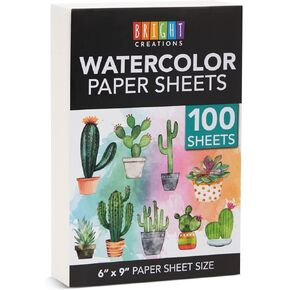Bright Creations 100 Sheets Cold Press Watercolor Paper for Artists and Beginners - 8.5 x 11 in Pack, Paint Paper for Watercolor