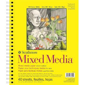 Strathmore 300 Series Wire Bound Mixed Media Pad, 90 lb. Vellum Paper, 9 X 12 inches, White, 40 Sheets (362-9) in Saudi Arabia
