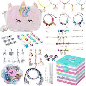 Modda Charm Bracelet Making Kit with Cute Bag, Assorted Beads, Charms, Necklace, Jewelry Making Kit for Girls, Crafts for Kids, Girls, Gift for Girls Age 8-12, DIY Bracelet Making kit for Girls in Kuwait