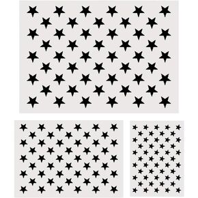 Koogel 3 Sizes 50 Star Stencil, Plastic Star Stencil Template for Flag DIY Drawing Painting Craft Projects, American Flag Projects