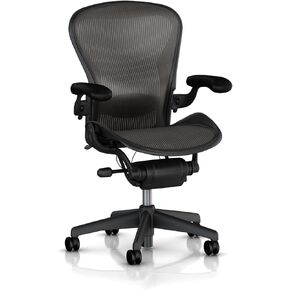 Herman Miller Aeron Chair Highly Adjustable with Lumbar Support Pad with C7 Hard Floor Casters - Medium Size (B) Graphite Dark Frame, Classic Dark Lead Pellicle Mesh Home Office Desk Task Chair