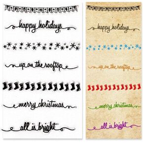 Christmas Snowflake Clear Stamps for Card Making and Journaling, Xmas Socking Silicone Stamps Merry Christmas Words Rubber Stamps for Scrapbooking DIY Cards Album Crafts Supplies
