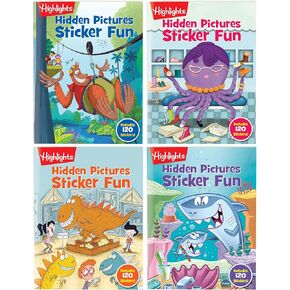 Highlights Hidden Pictures Sticker Fun Sticker Books for Kids Ages 3-6, 4-Pack of Sticker Books, 64 Pages of Seek and Find Sticker Activities, Books Double as Coloring Books, 480+ Stickers, Volume 1