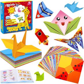 Aigybobo Origami Paper Set, 308PCS Kids Craft Paper Kit with Instructional Book for Girls Age 6,7,8,9,10,11,12, Art Projects Supplies for School Class Craft Lessons- Christmas Gifts for Boys&Girls