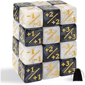 24 Pcs MTG Dice Counters Token Dice, Magic The Gathering Glitter Sparkle Dice, Loyalty Dice Starry Marble D6 Dice Cube Compatible with CCG, MTG, Card Gaming Accessory (Black and White) in Kuwait
