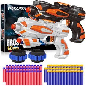 POKONBOY 4 Pack Blaster Guns Compatible with Nerf Guns Bullets, Toy Guns for Boys Girls with 80 Pack Foam Refill Darts, Hand Gun Toys for 6+ Year Old Kids Birthday Christmas