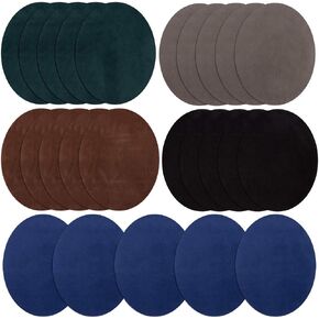 الحديد على الرقع 25 قطعة، إصلاح الرقع البيضاوية من جلد البقر المدبوغ، رقع الكوع، الكوع والركبة، الرقع المخملية لإصلاح السترات، مجموعة إصلاح الحرف اليدوية للملابس الجينز in Kuwait