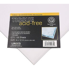 Lineco Buffered Acid-Free Interleaving Tissue 11" x14", Archival Paper Extends Life of Pictures, Photographs, Artwork and Textiles, for Black & White, Color, and Albumen Prints, Pack of 100