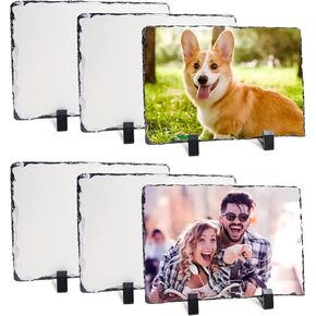 6 Pack Sublimation Slate Blanks Custom Stone Slate Picture Frame Heat Transfer Rock Photo Plaque 5.7x7.7 Inch with Display Stand Decoration for Desktop Souvenir DIY Personalized Gift in Saudi Arabia