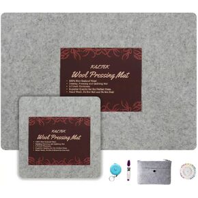 Wool Pressing Mat 17" x 13.5" for Quilting | 100% Pure New Zealand Wool Mat for Sewing and Ironing | Wool Ironing Mat Comes with Silicone Iron Pad Included in Kuwait