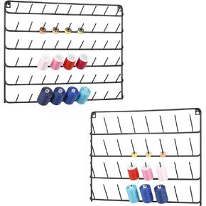 Thread Holder Wall 54 Spool and 32 Spool Sewing Thread Rack 2 Pack Metal Embroidery Spool Thread Organizer Wall Mounted with Hanging Tools for Quilting Braiding Hair Black in Kuwait