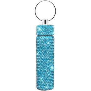 CHIMUYU Sewing Needle Case Storage Portable Bling Rhinestone Sewing Needle Holder Embroidery Needle Case Container Pocket Box with Keychain for Store Needle, Toothpick, Pill, Bead (AB Color)