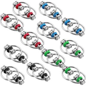 12 Pieces Fidgets Chain Fidget Toy, Pressure-Relieving Chain Great for ADHD and ADD, Anxiety Relief Bike Chain Toys for Adults and Teens (Yellow, Red, Green, Light Blue, Black and Orange)