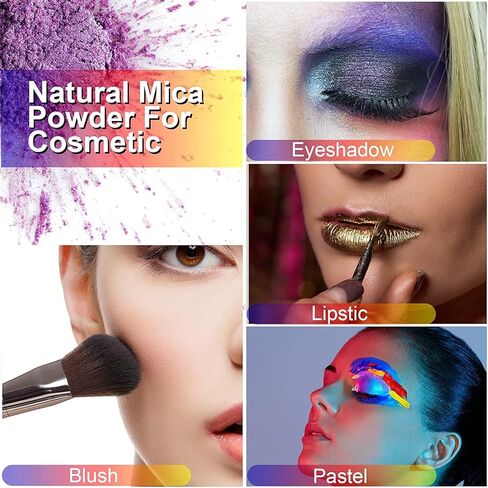 Mica Powder - 28 Colors Mica Powder for Epoxy Resin, ERCorArt Pearlescent Pigment Powder for Soap Making, Candle Making, Bath Bomb, Lip Gloss, Eye Shadow, Nail Polish, DIY Crafts Supplies - 0.18oz in Kuwait