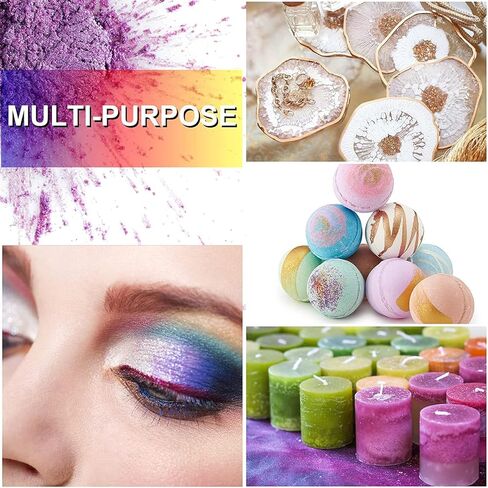 Mica Powder - 28 Colors Mica Powder for Epoxy Resin, ERCorArt Pearlescent Pigment Powder for Soap Making, Candle Making, Bath Bomb, Lip Gloss, Eye Shadow, Nail Polish, DIY Crafts Supplies - 0.18oz in Kuwait