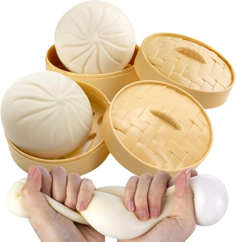 2Pack Dumpling Squishy Fidget Toy, Dumpling Stress Ball, Steamed Stuffed Bun, Squishies Stress Relief Decompression Toy for Halloween Project, Tricking People, Kid Playing in Kuwait
