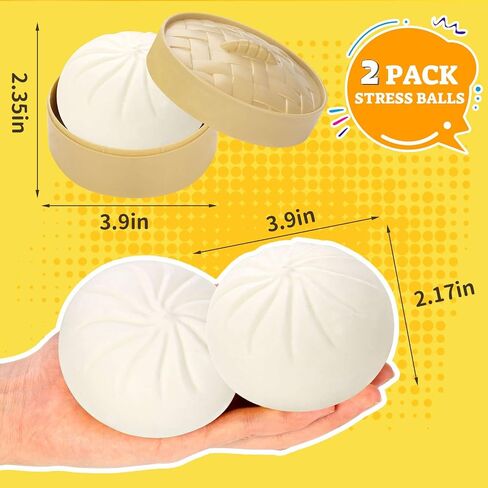2Pack Dumpling Squishy Fidget Toy, Dumpling Stress Ball, Steamed Stuffed Bun, Squishies Stress Relief Decompression Toy for Halloween Project, Tricking People, Kid Playing in Kuwait