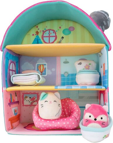 Squishville by Squishmallow Fifi’s Cottage Townhouse, 2" Blair and Fifi Soft Mini-Squishmallow and 4 Plush Furniture Accessories, Irresistibly Soft Toys, 3 Floors to Explore, Amazon Exclusive in Kuwait