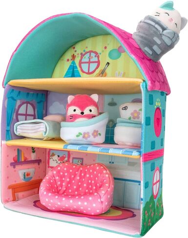 Squishville by Squishmallow Fifi’s Cottage Townhouse, 2" Blair and Fifi Soft Mini-Squishmallow and 4 Plush Furniture Accessories, Irresistibly Soft Toys, 3 Floors to Explore, Amazon Exclusive in Kuwait