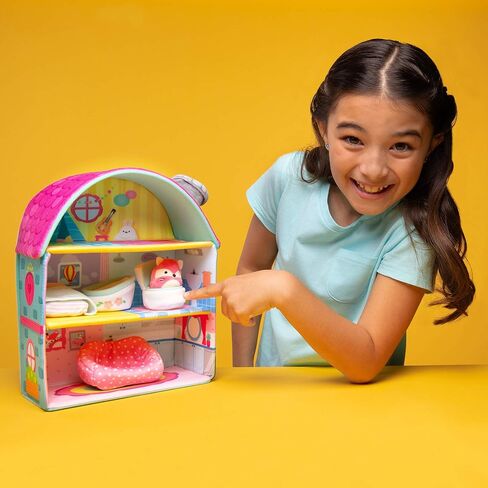 Squishville by Squishmallow Fifi’s Cottage Townhouse, 2" Blair and Fifi Soft Mini-Squishmallow and 4 Plush Furniture Accessories, Irresistibly Soft Toys, 3 Floors to Explore, Amazon Exclusive in Kuwait