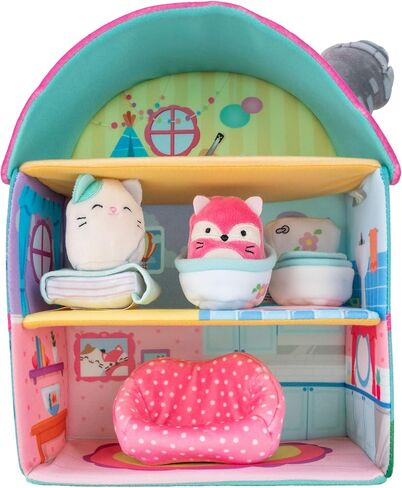 Squishville by Squishmallow Fifi’s Cottage Townhouse, 2" Blair and Fifi Soft Mini-Squishmallow and 4 Plush Furniture Accessories, Irresistibly Soft Toys, 3 Floors to Explore, Amazon Exclusive in Kuwait
