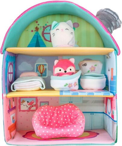 Squishville by Squishmallow Fifi’s Cottage Townhouse, 2" Blair and Fifi Soft Mini-Squishmallow and 4 Plush Furniture Accessories, Irresistibly Soft Toys, 3 Floors to Explore, Amazon Exclusive in Kuwait