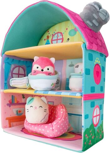 Squishville by Squishmallow Fifi’s Cottage Townhouse, 2" Blair and Fifi Soft Mini-Squishmallow and 4 Plush Furniture Accessories, Irresistibly Soft Toys, 3 Floors to Explore, Amazon Exclusive in Kuwait