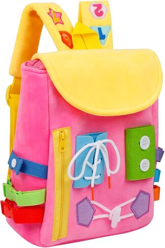 Busy Board - Toddler Backpack with Buckles and Learning Activity Toys - Develop Fine Motor Skills and Basic Life Skills - Learn to Tie Shoes - Children's Travel Toy in Saudi Arabia