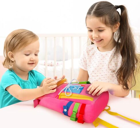 Busy Board - Toddler Backpack with Buckles and Learning Activity Toys - Develop Fine Motor Skills and Basic Life Skills - Learn to Tie Shoes - Children's Travel Toy in Saudi Arabia
