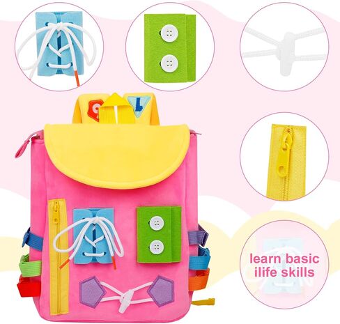 Busy Board - Toddler Backpack with Buckles and Learning Activity Toys - Develop Fine Motor Skills and Basic Life Skills - Learn to Tie Shoes - Children's Travel Toy in Saudi Arabia