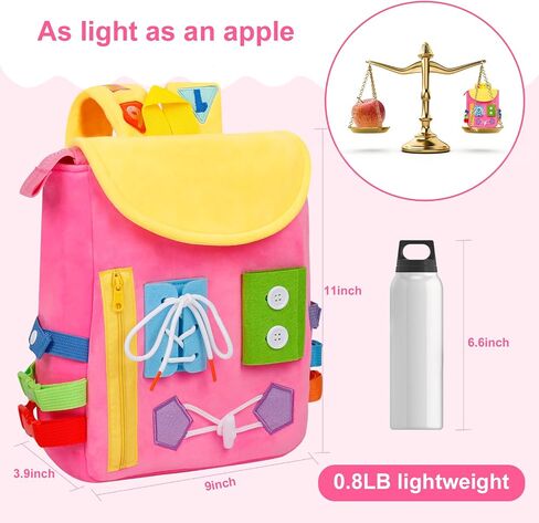 Busy Board - Toddler Backpack with Buckles and Learning Activity Toys - Develop Fine Motor Skills and Basic Life Skills - Learn to Tie Shoes - Children's Travel Toy in Saudi Arabia