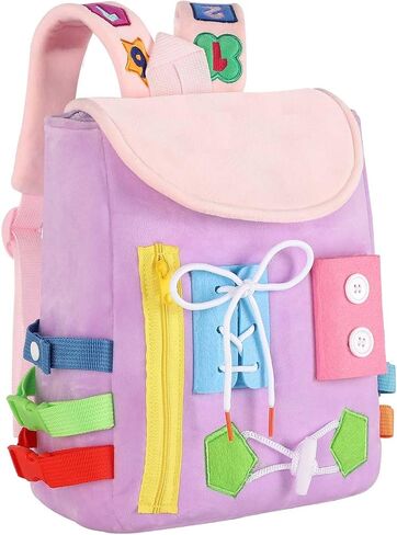 Busy Board - Toddler Backpack with Buckles and Learning Activity Toys - Develop Fine Motor Skills and Basic Life Skills - Learn to Tie Shoes - Children's Travel Toy in Saudi Arabia