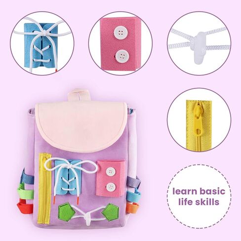Busy Board - Toddler Backpack with Buckles and Learning Activity Toys - Develop Fine Motor Skills and Basic Life Skills - Learn to Tie Shoes - Children's Travel Toy in Saudi Arabia