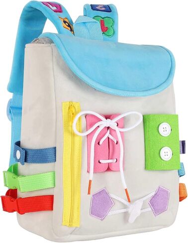 Busy Board - Toddler Backpack with Buckles and Learning Activity Toys - Develop Fine Motor Skills and Basic Life Skills - Learn to Tie Shoes - Children's Travel Toy in Kuwait