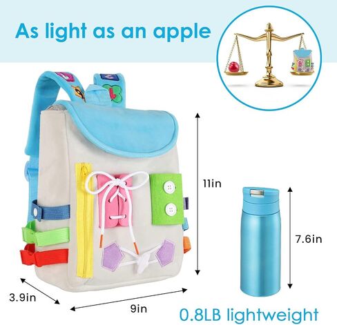 Busy Board - Toddler Backpack with Buckles and Learning Activity Toys - Develop Fine Motor Skills and Basic Life Skills - Learn to Tie Shoes - Children's Travel Toy in Kuwait