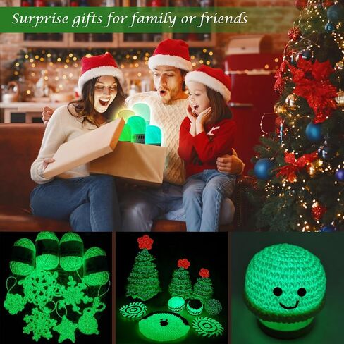 Glow in The Dark Yarn for Crochet, Yarn for Crocheting Bulk, 55 Yards Per Roll, DIY Luminous Crochet Yarn for Beginners, Knitting & Crochet Supplies for Halloween Christmas(Retro Colors 10 Roll) in Kuwait