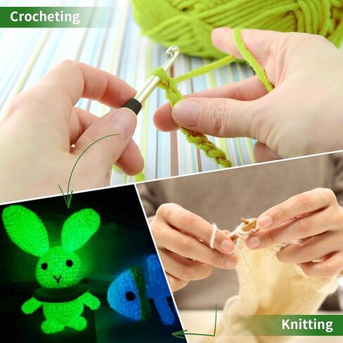 Glow in The Dark Yarn for Crochet, Yarn for Crocheting Bulk, 55 Yards Per Roll, DIY Luminous Crochet Yarn for Beginners, Knitting & Crochet Supplies for Halloween Christmas(Retro Colors 10 Roll) in Kuwait