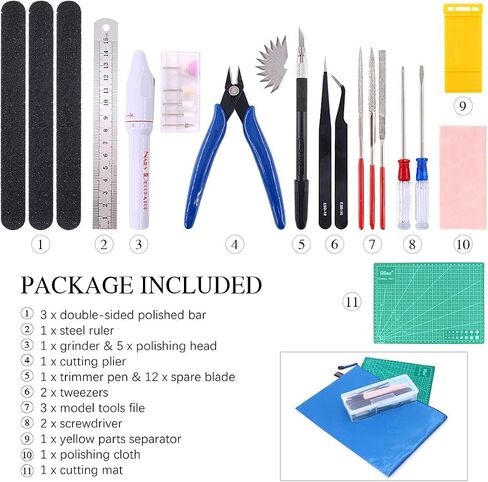 Keadic 29Pcs Gundam Modeler Basic Tools Craft Set with a Plastic Case and Bag for Hobby Model Assemble Building in Saudi Arabia