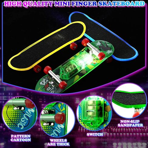 12 قطعة من الواح التزلج الصغيرة المضيئة للاصابع، مجموعة العاب احذية اصبع صغيرة، الواح تزلج صغيرة للاصابع لعيد الحب والمدرسة والفصول الدراسية وجوائز التبادل للطلاب والاطفال في عيد الميلاد in Kuwait