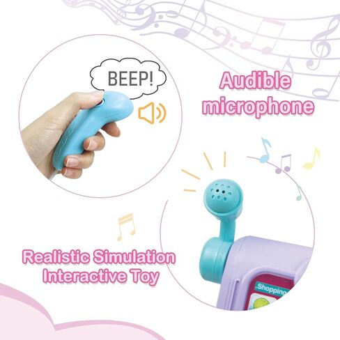 جهاز تسجيل النقود للأطفال من ريد كراب، هدية تسجيل النقود لآلة حاسبة التظاهر للأطفال الصغار مع ماسح ضوئي وبطاقة ائتمان، مجموعة ألعاب التظاهر من متجر الألعاب مع صوت وميكروفون وطعام اللعب للأعمار من 3 سنوات فما فوق، أحمر in Kuwait