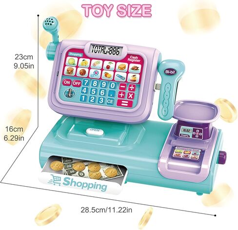 جهاز تسجيل النقود للأطفال من ريد كراب، هدية تسجيل النقود لآلة حاسبة التظاهر للأطفال الصغار مع ماسح ضوئي وبطاقة ائتمان، مجموعة ألعاب التظاهر من متجر الألعاب مع صوت وميكروفون وطعام اللعب للأعمار من 3 سنوات فما فوق، أحمر in Kuwait